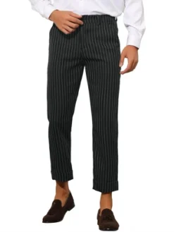 Lars Amadeus Men's Stripe Dress Pants Straight Fit Vertical Stripe Formal Pants Business Trousers -Best Clothing Store GUEST e68b67cc dc65 4a05 b9b1 30b908b00cc3