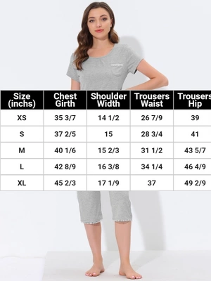 Cheibear Womens Sleepwear Pajama Set Nightwear Round Neck Loungewear With Capri Pants 6 Cheibear Womens Sleepwear Pajama Set Nightwear Round Neck Loungewear With Capri Pants - Image 4