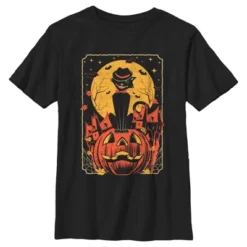 Boy's Lost Gods Halloween Retro Cat Scene T-Shirt -Best Clothing Store GUEST e94da1d3 9d64 41b1 8ddd 4e39c5b16de0