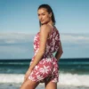 Women's Floral Print Drawstring Collar Romper - Cupshe -Best Clothing Store GUEST ea8baab4 c24a 4d84 bb90 9cf4f7404256