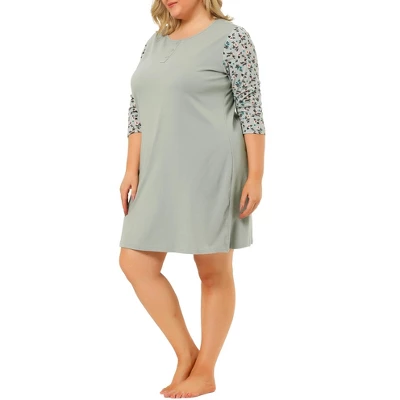 Agnes Orinda Women's Plus Size Cute Floral 3/4 Sleeve Floral Print Nightgowns 3 Agnes Orinda Women's Plus Size Cute Floral 3/4 Sleeve Floral Print Nightgowns