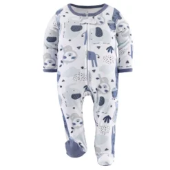 The Peanutshell Blue Safari Footed Baby Sleepers For Boys, 3-Pack -Best Clothing Store GUEST eb4e044e a3a5 4eb7 a4f8 fc6dd82835b3