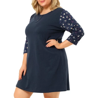 Agnes Orinda Women's Plus Size Cute Floral 3/4 Sleeve Floral Print Nightgowns 9 Agnes Orinda Women's Plus Size Cute Floral 3/4 Sleeve Floral Print Nightgowns - Image 7