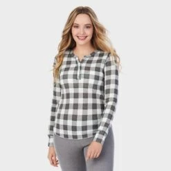 Warm Essentials By Cuddl Duds Women's Waffle Long Sleeve Henley Pajama Top -Best Clothing Store GUEST ec8bddd0 cda0 439d 8cb1 9e014b3dadd4