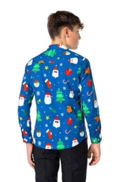 OppoSuits Teen Boys Christmas Shirt - Festivity Blue