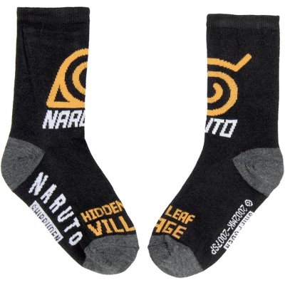 Naruto Shippuden Boys' Socks Akatsuki Hidden Village 2 Pairs Kids Crew Socks Black 4 Naruto Shippuden Boys' Socks Akatsuki Hidden Village 2 Pairs Kids Crew Socks Black - Image 2