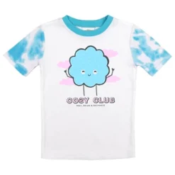 Bioworld Cozy Club Youth Girls Blue & White Wash Short Sleeve Shirt & Sleep Pants Set