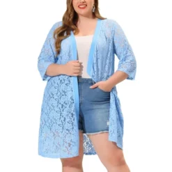 Agnes Orinda Women's Plus Size Lace Open Front 3/4 Sleeve Long Cardigans 28 Agnes Orinda Women's Plus Size Lace Open Front 3/4 Sleeve Long Cardigans -Best Clothing Store GUEST efd82454 623b 4bc4 816a 8a164582019f