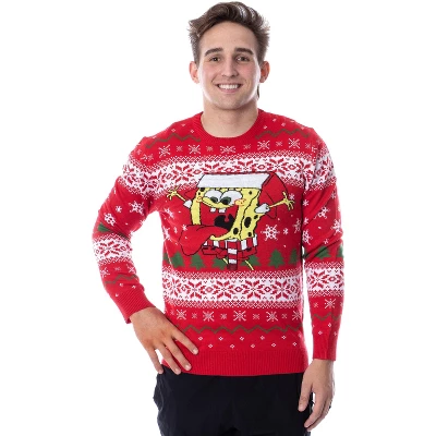 SpongeBob SquarePants Men's Snowflake Catching Ugly Sweater Knit Pullover 6 SpongeBob SquarePants Men's Snowflake Catching Ugly Sweater Knit Pullover - Image 4