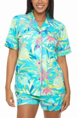 Women's Soft Cotton Knit Jersey Pajamas Lounge Set, Short Sleeve Top And Shorts With Pockets -Best Clothing Store GUEST f05c2331 2ed3 490c 825e bc32ccdd8759