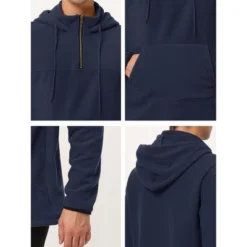 Lars Amadeus Men's Half Zip Hoodie Drawstring Fleeced Pullover Hooded Sweatshirt -Best Clothing Store GUEST f0b02c9b de6a 4582 a204 06854a390b8d