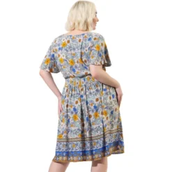 Agnes Orinda Women's Plus Size Fashion Boho Floral Smock Waist Outfits Midi Dresses -Best Clothing Store GUEST f0b78d45 fed5 4b85 b0eb 01c479b90f8f