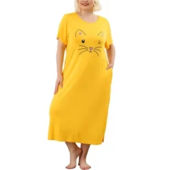 Agnes Orinda Womens Plus Size Short Sleeve Cute Cat Print Pockets Nightgown -Best Clothing Store GUEST f17a716a e68d 4026 81ce 189813c28999