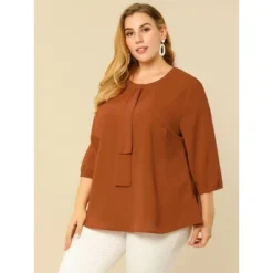 Agnes Orinda Women's Plus Size Work Round Neck Ruffle Chiffon Blouse Top -Best Clothing Store GUEST f17f312c 38c4 4928 b342 86e7a9c8fb39