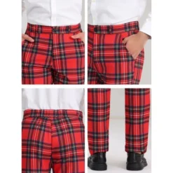 Lars Amadeus Men's Plaid Flat Front Business Dress Suit Pants -Best Clothing Store GUEST f252acad 30d7 4f08 955f 4746e3fad385