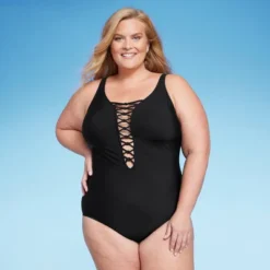 Women's UPF 50 Lace-Up One Piece Swimsuit - Aqua Green® -Best Clothing Store GUEST f2a0646f 8a1b 4a0b a8cf 862cf676e74a