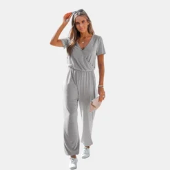 Women's Short Sleeve Wrap Loose Long Romper Jumpsuit - Cupshe -Best Clothing Store GUEST f2df2648 1327 44ce 948d e647ef0e7844
