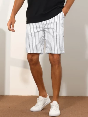 Lars Amadeus Men's Regular Fit Lightweight Business Striped Chino Shorts 3 Lars Amadeus Men's Regular Fit Lightweight Business Striped Chino Shorts