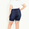 Women's Plus Size Turn Up Cuff Denim Short - Dark Wash | EVANS