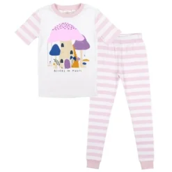 Bioworld Believe In Magic Youth Girls Pink & White Striped Short Sleeve Shirt & Pant Set -Best Clothing Store GUEST f656804a ed9c 437d add8 622d9f953a72