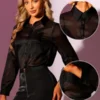 Allegra K Women's Sheer Mesh Long Sleeve Button Down Shirts 1 Allegra K Women's Sheer Mesh Long Sleeve Button Down Shirts -Best Clothing Store GUEST f72a246b 7154 485e b231 ed415105a08c