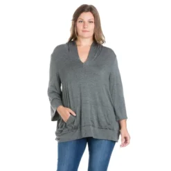 24seven Comfort Apparel Womens Plus Size Trendy Oversized Fashion Hoodie Top -Best Clothing Store GUEST f73bd3ee 2152 4222 b886 f70610e3e56b