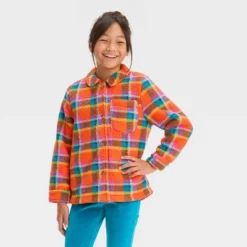 Girls' Button-Down Plaid Shacket - Cat & Jack™ Orange -Best Clothing Store GUEST f7d7d49d c47c 47f4 b29f 41fc63dfbebc
