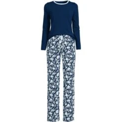 Lands' End Women's Tall Knit Pajama Set Long Sleeve T-Shirt And Pants -Best Clothing Store GUEST f9e2a380 3be8 4f83 830d 6cc6eadae157