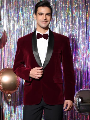 Lars Amadeus Men's Slim Fit One Button Shawl Lapel Wedding Tuxedo Velvet Blazer 3 Lars Amadeus Men's Slim Fit One Button Shawl Lapel Wedding Tuxedo Velvet Blazer