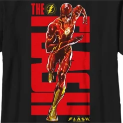 DC COMICS Boy's The Flash Bold Red Logo Superhero T-Shirt