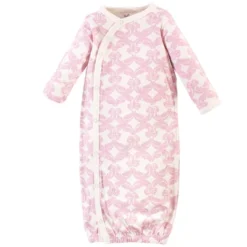 Touched By Nature Baby Girl Organic Cotton Side-Closure Snap Long-Sleeve Gowns 3pk