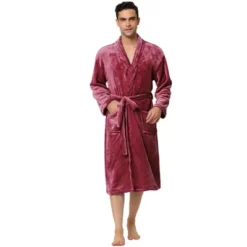 Lars Amadeus Men's Plush Shawl Collar Robe Long Sleeves Spa Bathrobe -Best Clothing Store GUEST fb6eb78a dfcc 4213 b5fe c6739e636fe4