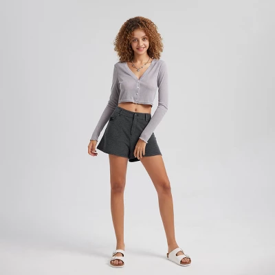 Women's Knit Shorts - Gray 6 Women's Knit Shorts - Gray - Image 4