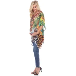Maternity Animal Print Caftan With Tie-up Neckline - One Size Fits Most - White Mark -Best Clothing Store GUEST fc7cd45d 2287 4657 9a8f cd8c6fb1ab09