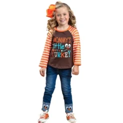 Girls Mommy's Little Turkey Cuffed Jeans Set - Mia Belle Girls