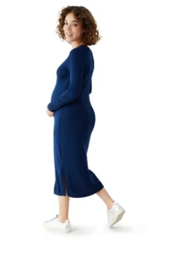Ingrid & Isabel Maternity Ribbed Henley Midi Dress