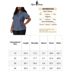 Agnes Orinda Women's Plus Size Jeans Short Sleeve Chest Pocket Button Down Denim Shirts -Best Clothing Store GUEST fd0fd68c 0c92 4240 95b3 d68249a473d6