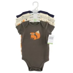 Hudson Baby Infant Boy Cotton Bodysuits 5pk, Forest