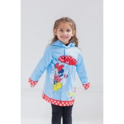 Disney Minnie Mouse Girls Waterproof Hooded Rain Jacket Little Kid