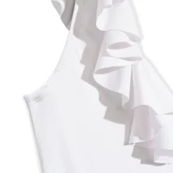 Liberty & Justice Women's High Leg Cheeky With Ruffle Neckline One Piece Swimsuit - White -Best Clothing Store GUEST fed08b2b 95ee 4a15 85eb 3421a8cd93b8