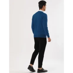 Lars Amadeus Men's Solid Color Knitted Long Sleeves V Neck Pullover Sweater -Best Clothing Store GUEST fef65ec1 fa0d 4a23 8461 5eac0150ef52
