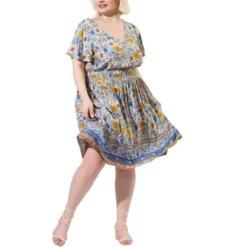 Agnes Orinda Women's Plus Size Fashion Boho Floral Smock Waist Outfits Midi Dresses -Best Clothing Store GUEST ff02357a 0e03 4fcb ac77 c1376ceca4dd
