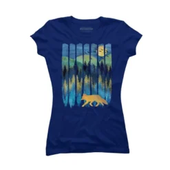 Junior's Design By Humans Fox Forest Night By Maryedenoa T-Shirt -Best Clothing Store GUEST ff0b2530 ea8c 477f 9e46 28159decea6b