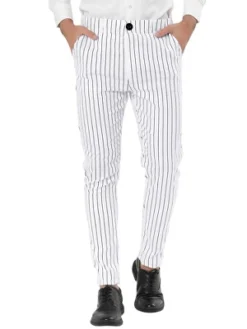 Lars Amadeus Men's Dress Striped Slim Fit Flat Front Business Trousers -Best Clothing Store GUEST ffdfec05 1506 4367 ba89 d7fce824cc29